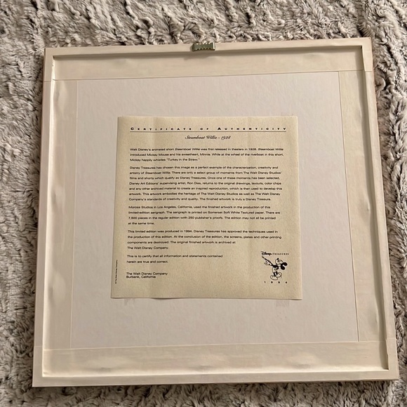 Disney Treasures Steamboat Willie Ltd Edition Serigraph FRAMED Mickey Mouse - Picture 8 of 8